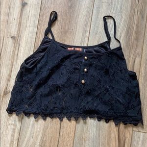 Black lace crop top